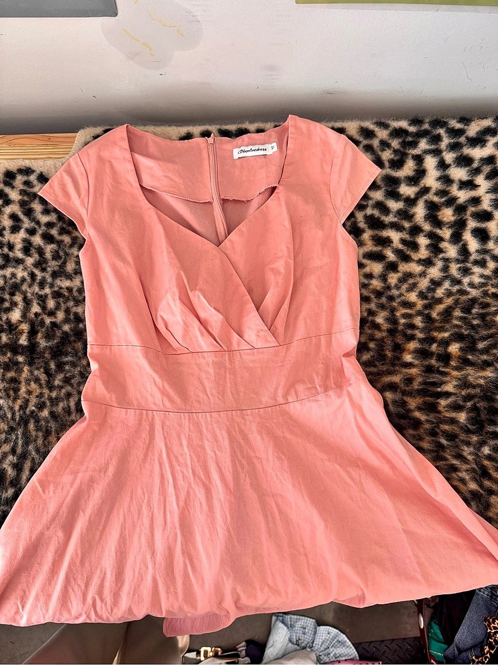 Retro Pink Wrap Mini Dress